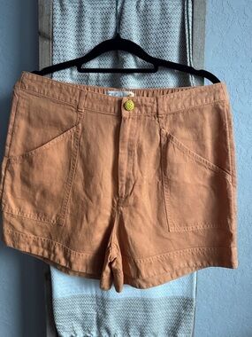 C&C California Peach-Orange Cotton Patch-Pocket Shorts